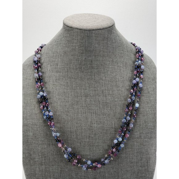 Unknown Jewelry - Shades of Purple Beaded Triple Strand Necklace